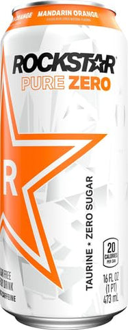 Rockstar Energy Drink Pure Zero, Mandarin Orange, 16oz Can