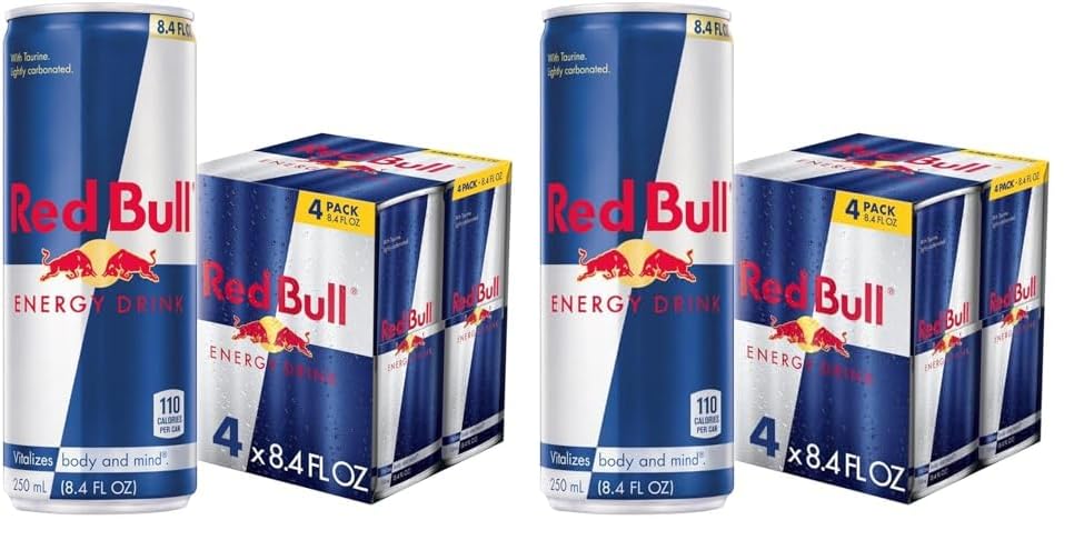 Red Bull Energy Drink with 80mg Caffeine plus Taurine & B Vitamins, 8.4 Fl Oz, Pack of 8 Cans