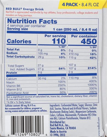 Red Bull Energy Drink with 80mg Caffeine plus Taurine & B Vitamins, 8.4 Fl Oz, Pack of 8 Cans