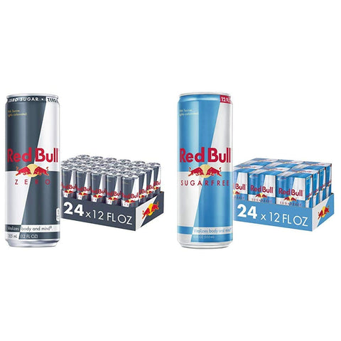 Red Bull Energy Drink Zero Sugar (24 Pack) and Red Bull Sugar Free Energy Drink (24 Pack