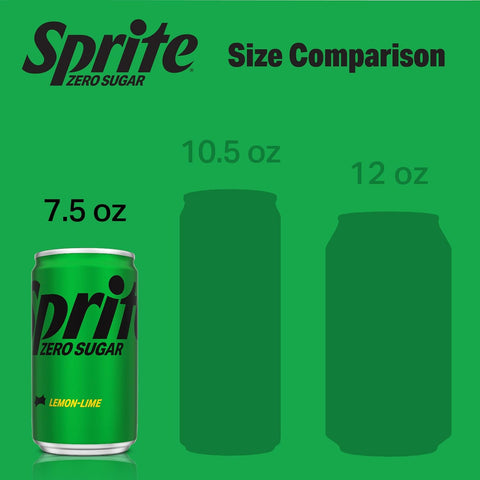 Sprite Zero Sugar Lemon Lime Diet Soda Pop Soft Drinks, 7.5 fl oz, 20 Pack