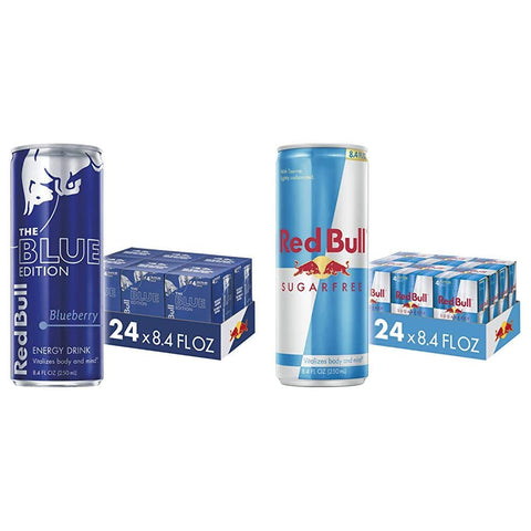 Red Bull Blue Edition Blueberry and Sugar Free Energy Drink Bundle, 8.4 Fl Oz, 24 Cans