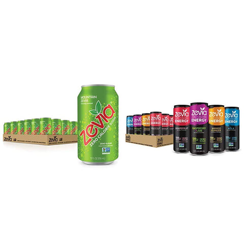 Zevia Zero Calorie Soda and Energy Drink Variety Pack, 36 Cans