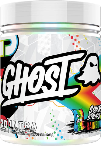 GHOST Intra Workout Powder, Sour Strips Rainbow & Hydration - Essential & Branch Chain Amino Acids Supports Muscle Recovery & Post Workout Powders