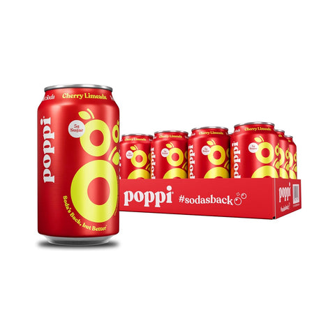Poppi Sparkling Prebiotic Soda Beverage with Apple Cider Vinegar, Seltzer Water and Fruit Juice, Orange Flavor, 12 oz, Pack of 12, Packaging May Vary