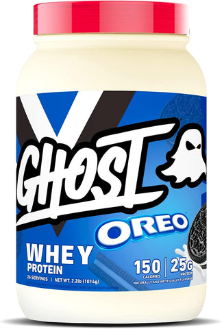 GHOST Whey Protein Powder, Oreo - 2.2 LB Tub, 25G of Protein - Cookies & Cream Flavored Isolate, Concentrate & Hydrolyzed Whey Protein Blend - Post Workout Shakes