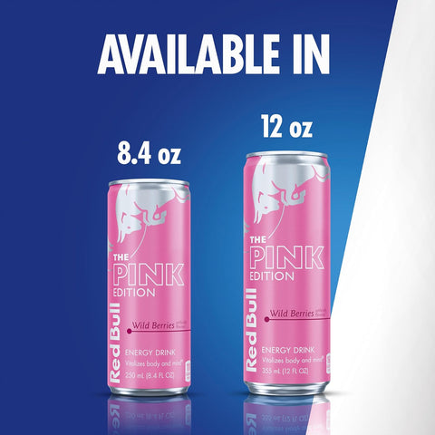 Red Bull Pink Edition Energy Drink, Wild Berries, 8.4 fl. oz., 6 x 4 Cans, Pack of 24 Cans, with 80mg Caffeine, Taurine & B Vitamins