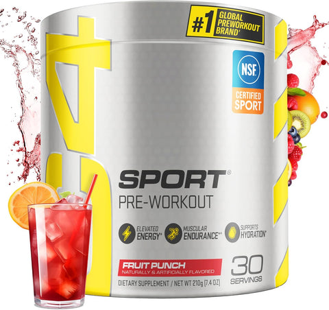 Cellucor C4 Sport Pre Workout Powder Blue Raspberry - Pre Workout Energy with Creatine + 135mg Caffeine and Beta-Alanine Performance Blend - NSF Certified for Sport 30 Servings