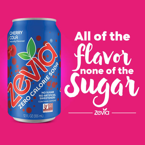 Zevia Zero Calorie Soda, Cherry Cola, Naturally Sweetened Soda, (24) 12 Ounce Cans; Cherry Cola-flavored Carbonated Soda & Zero Calorie Energy Drink, Variety Pack, 12 Ounce (Pack of 12)