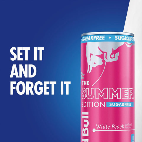 Red Bull Summer Edition Sugarfree Energy Drink, White Peach, 12 fl. oz., Case of 24 cans, with 114mg Caffeine, Taurine & B Vitamins