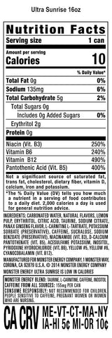 Monster Energy Drink, Ultra Sunrise, 16 fl o