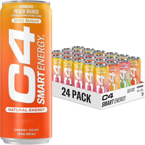 C4 Smart Energy Drinks Sugar Free& Nootropic,Coffee Substitute 4 Flavor  Variety 24 Pack