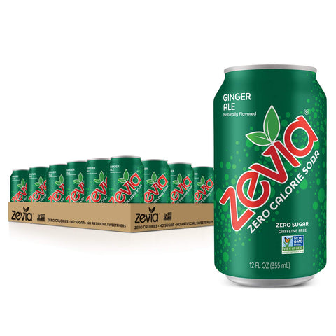 Zevia Zero Calorie Soda, Ginger Ale, Naturally Sweetened Soda, (24) 12 Ounce Cans; Ginger-flavored Carbonated Soda & Zero Calorie Energy Drink, Variety Pack, 12 Ounce (Pack of 12) Packaging May Vary