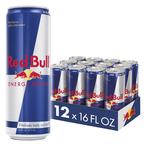 Red Bull Energy Drink, 16 Fl Oz (12 Count) & Energy Drink Sugar Free, Sugarfree, 8.4 Fl Oz (24 Count)