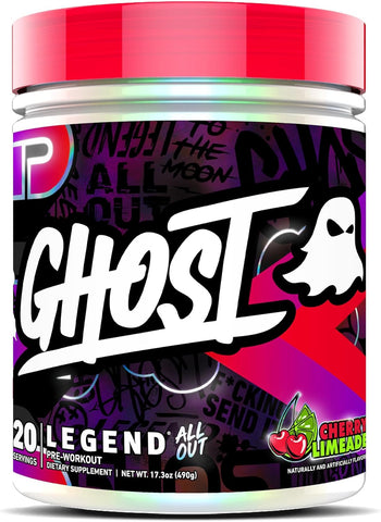 GHOST Legend All Out Pre-Workout Powder, Cherry Limeade - 20 Servings - Pre-Workout Supplement for Men & Women
