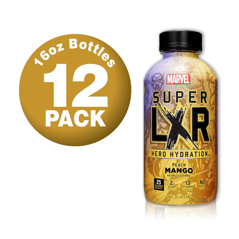 AriZona x Marvel Super LXR Hero Hydration - Peach Mango - 16oz (Pack of 12)