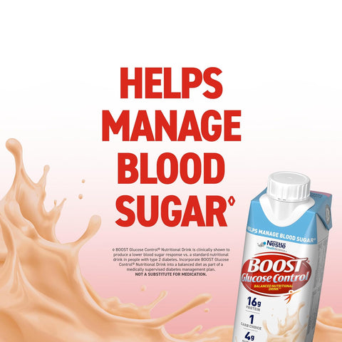 BOOST Glucose Control Ready to Drink Nutritional Drinks, Creamy Strawberry, 8 fl oz Carton (4 x 6 Packs)