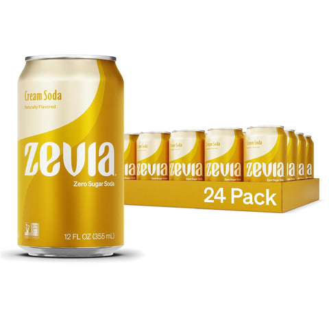 Zevia Zero Sugar Soda, Fruity Variety Pack, 12 oz Cans (24-Pack) – Naturally Sweetened, Zero Calorie Sugar Free Soda - Non-GMO Project Verified, Gluten-Free, Vegan