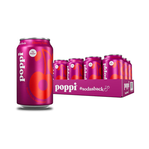 Poppi Sparkling Prebiotic Soda Beverage with Apple Cider Vinegar, Seltzer Water and Fruit Juice, Orange Flavor, 12 oz, Pack of 12, Packaging May Vary