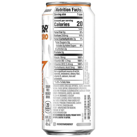Rockstar Energy Drink Pure Zero, Mandarin Orange, 16oz Can