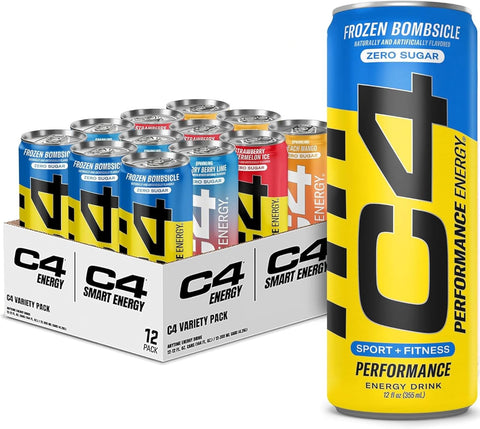 Cellucor C4 Performance & Smart Energy Drink Official Variety Pack | Zero Sugar Carbonated Preworkout Energy | 150+200mg Caffeine with Beta Alanine | 4 Flavors | 12 Fl Oz (12 Pack)
