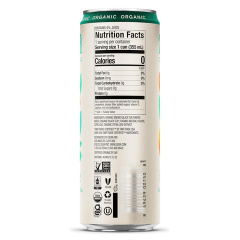 ZEVIA Organic Sweetened Blood Orange Black Tea, 12 FZ