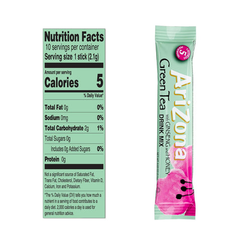 AriZona Green Tea with Ginseng and Honey - On-the-Go Powdered Drink Mix, 0.07oz 120 Count - 10ct Boxes (Pack of 12)