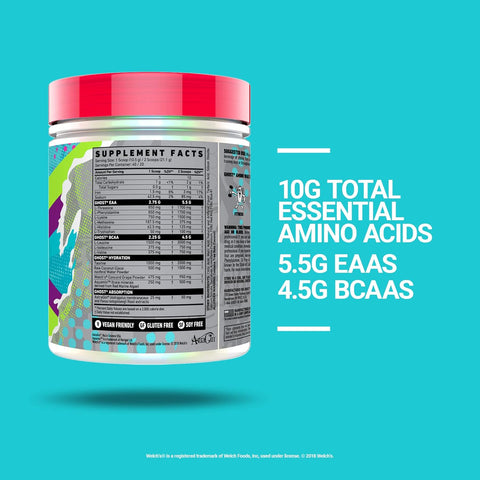 GHOST Amino: Essential Amino Acid Supplement, Welch's Grape - 40 Servings - Intra-Workout Powder