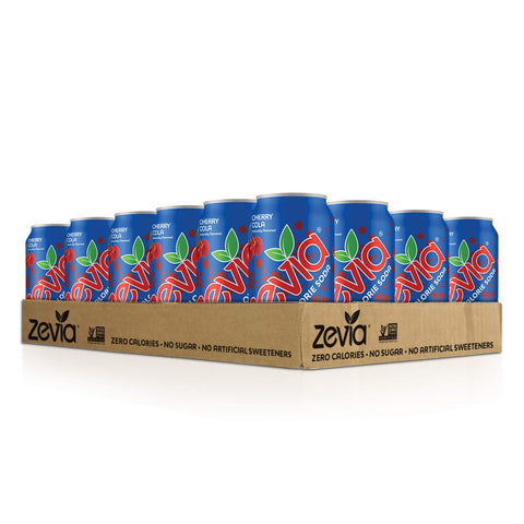 Zevia Zero Calorie Soda, Cherry Cola, Naturally Sweetened Soda, (24) 12 Ounce Cans; Cherry Cola-flavored Carbonated Soda & Zero Calorie Energy Drink, Variety Pack, 12 Ounce (Pack of 12)