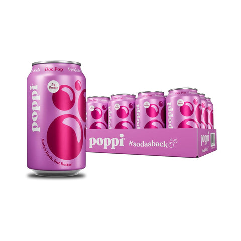 Poppi Sparkling Prebiotic Soda Beverage with Apple Cider Vinegar, Seltzer Water and Fruit Juice, Orange Flavor, 12 oz, Pack of 12, Packaging May Vary
