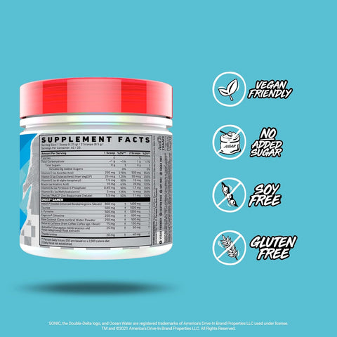 GHOST Gamer Sonic Bundle: Energy and Focus Support Formula - Ocean Water and Cherry Limeade