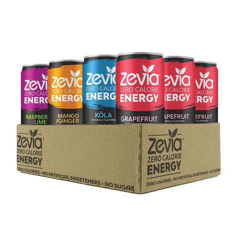 Zevia Zero Calorie Soda and Energy Drink Variety Pack, 36 Cans