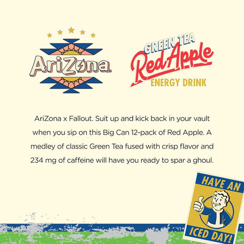 AriZona x Fallout Red Apple Green Tea Energy Drink - 234mg Natural Caffeine per Can