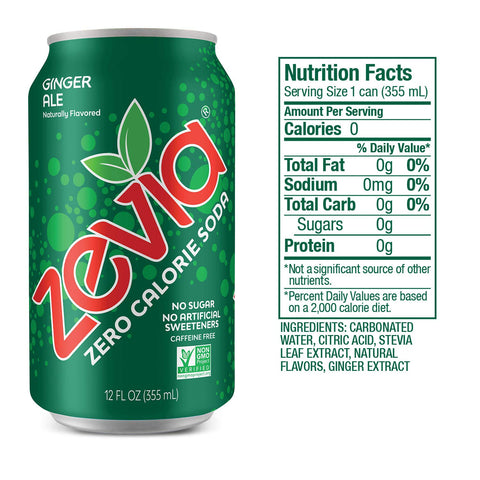 Zevia Zero Calorie Soda, Ginger Ale, Naturally Sweetened Soda, (24) 12 Ounce Cans; Ginger-flavored Carbonated Soda & Zero Calorie Energy Drink, Variety Pack, 12 Ounce (Pack of 12) Packaging May Vary