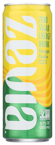Zevia Zero Calorie Energy Drink, Pineapple Paradise, 12 Ounce Can