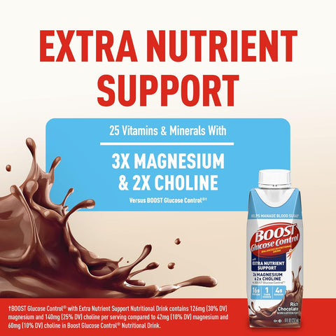 BOOST Glucose Control Ready to Drink Nutritional Drinks with Extra Nutrient Support Drink, Rich Chocolate, 8 Fl Oz, Pack of 24