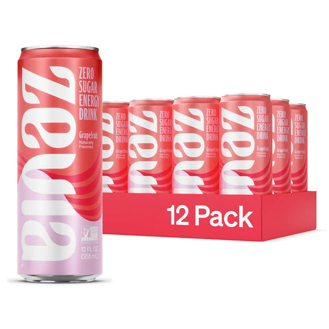 Zevia Zero Sugar Energy Drink, Mango Ginger, 12 oz Cans (12-Pack) – Naturally Sweetened, Zero Calorie Sugar Free Energy - Non-GMO Project Verified, Gluten-Free, Vegan
