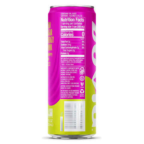 Zevia Energy Raspberry Lime Zero Calorie, 12 oz