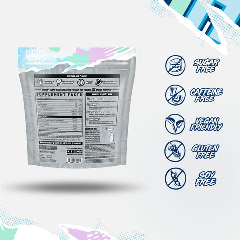 GHOST Glow Sticks: Beauty and Detox Supplement - 30 On-The-Go Stick Packs, Mango Margarita - Hyaluronic Acid, Biotin