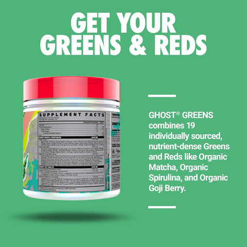GHOST Greens Powder, Guava Berry - 30 Servings - 19 Superfood Greens & Reds Powder, Fruits, Vegetables, Spirulina, & Chlorella, Prebiotics