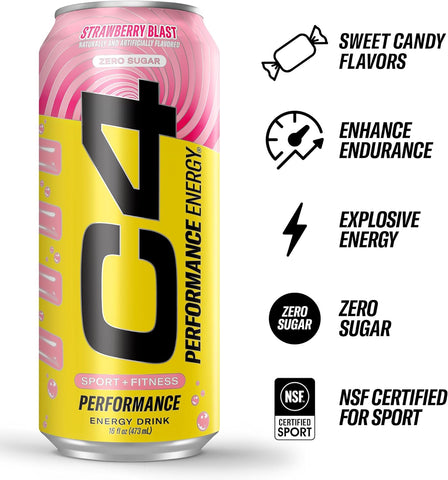 Cellucor C4 Strawberry | Zero Sugar200mg Caffeine with Beta Alanine |(12 Pack)