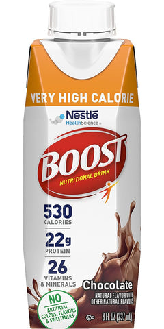 Boost Very High Calorie Nutritional Drink Very Vanilla, Made with Natural Chocolate Flavor & No Artificial Flavors, Colors & Sweeteners, 8 FL OZ...