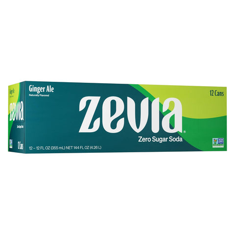 Zevia Zero Sugar Soda, Ginger Ale, 12 Ounce Cans (Pack of 12)
