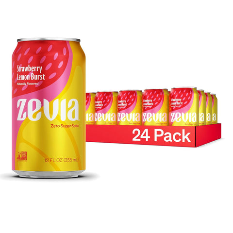 Zevia Zero Sugar Soda, Fruity Variety Pack, 12 oz Cans (24-Pack) – Naturally Sweetened, Zero Calorie Sugar Free Soda - Non-GMO Project Verified, Gluten-Free, Vegan