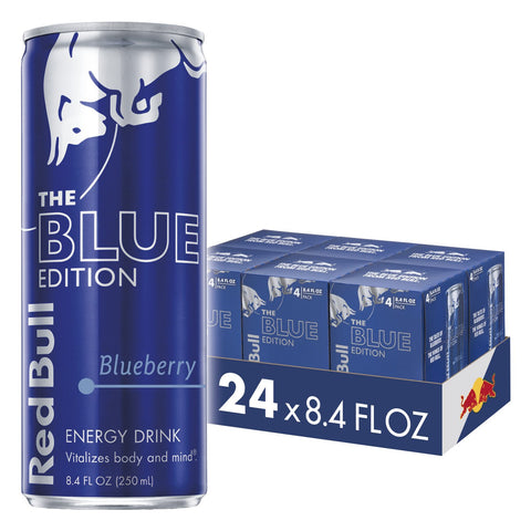 Red Bull Blue Edition Blueberry and Sugar Free Energy Drink Bundle, 8.4 Fl Oz, 24 Cans