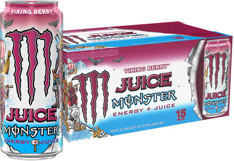 Monster Energy Juice Viking Berry, Energy + Juice, Energy Drink,  (Pack of 15)