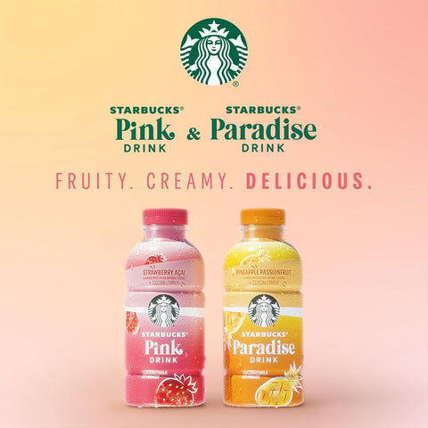 Starbucks Pink Drink, Strawberry Acai with Coconut Milk, 14oz Bottles (12 Pack)