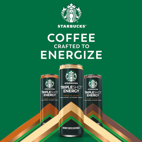 Starbucks Tripleshot Coffee Energy Drink, Bold Mocha, 11 fl oz Cans (12 Pack), Triple Blend, 165mg Caffeine, B Vitamins, Protein, Iced Coffee