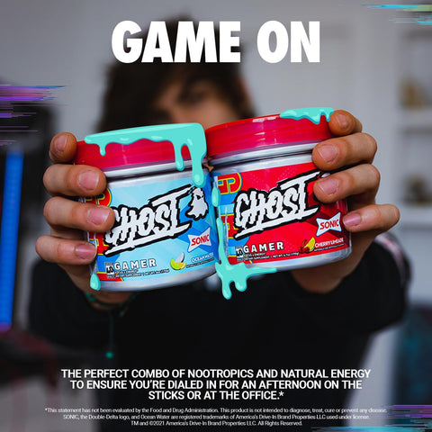 GHOST Gamer Sonic Bundle: Energy and Focus Support Formula - Ocean Water and Cherry Limeade