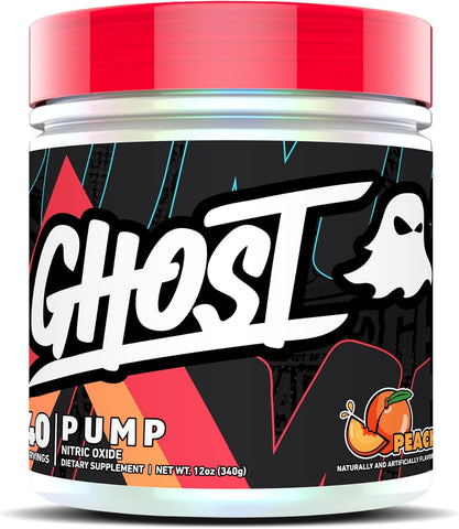 GHOST Pump Nitric Oxide Powder, Peach - 40 Servings - Sugar-Free & Stim-Free Pre-Workout
